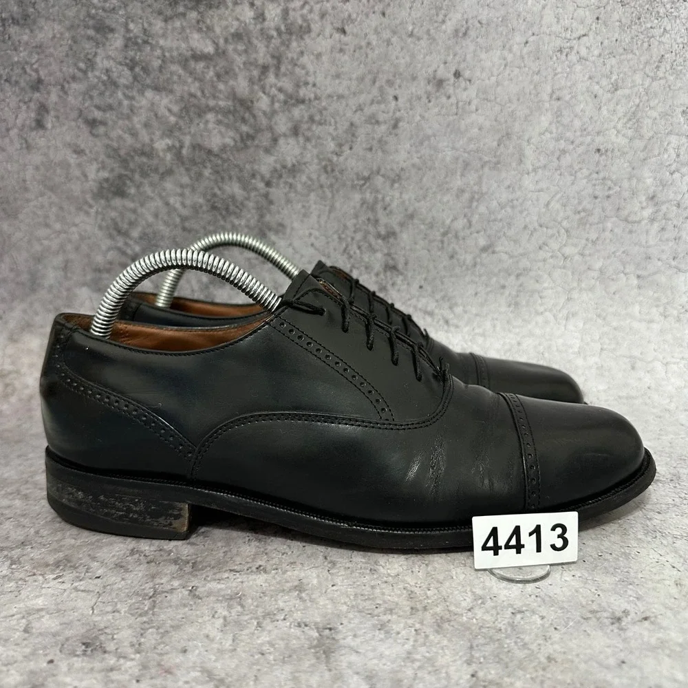 Bostonian Classics Oxford Mens 8.5 Black Leather Cap Toe Dress Shoes 20350